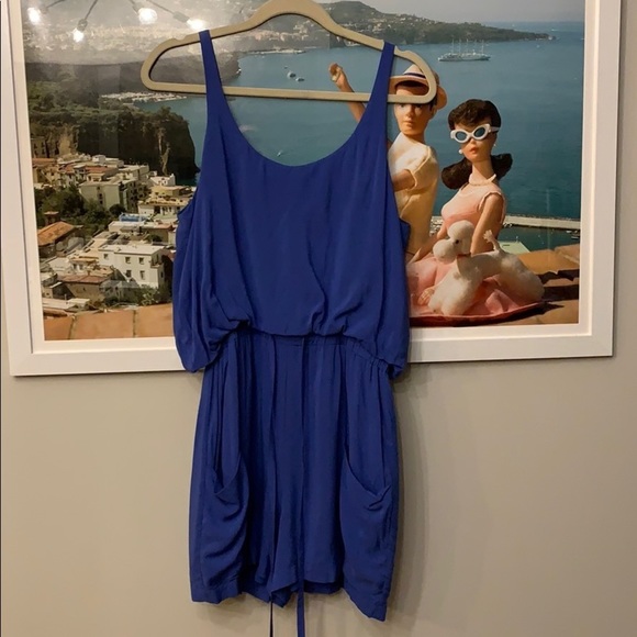 💕HP💕BCBGeneration blouson tie romper lapis - Picture 3 of 10